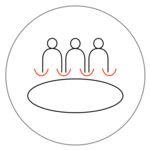 Kreis mit symbolisiertem runden Tisch und Menschen darin - Symbol für das Thema Gemeindearbeit